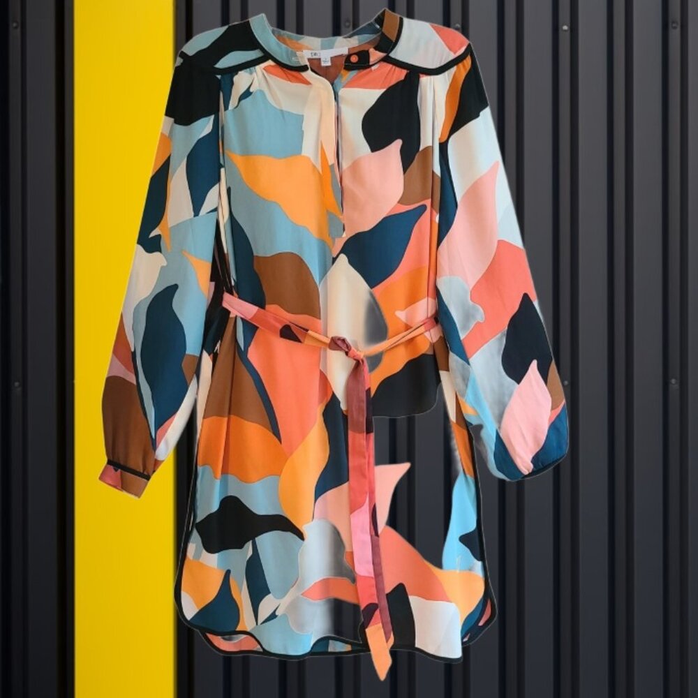DR2 Womens Shirt Dress Long Sleeves Belter Lined Size S NEW